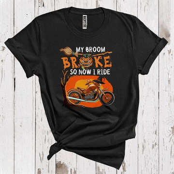 Bikergod Motorcycle Witch Halloween My Broom Broke So Now I Ride A Motorcycle T-shirt, Crew-neck Sweatshirt, Hoodie, Tank Top, V-neck T-shirt Design 2D Full Printed Sizes S - 5XL - NABD309
