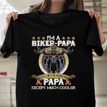 Bikergod Motorcycle I'm A Biker Papa T-shirt Design 2D Full Printed Sizes S - 5XL - NAVA386