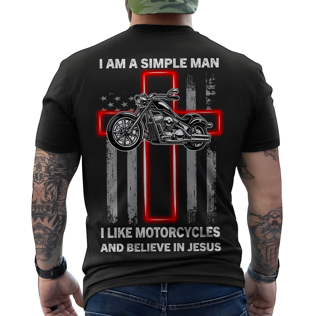 Bikergod Motorcycle I Am A Simple Man T-shirt Design 2D Full Printed Sizes S - 5XL - NAYA384