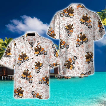 Bikergod Motorcycle Thanksgiving Turkey Riding Motorcycle COTTON Hawaii Shirt Design 3D Full Printed Sizes S - 5XL NABE240