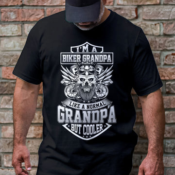 Bikergod Biker Grandpa Like a Normal Grandpa But Cooler Father's Day T-Shirt Design 2D Printed HM21052506