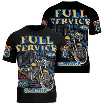 Bikergod Full Service Route 66 Garage Motocycle T-Shirt Design 3D Full Printed HM15052503