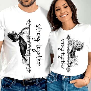 Bikergod 2D Strong Together Matching Couple Sweatshirt Hoodie Tshirt Farm Cow Design DH042025TS35