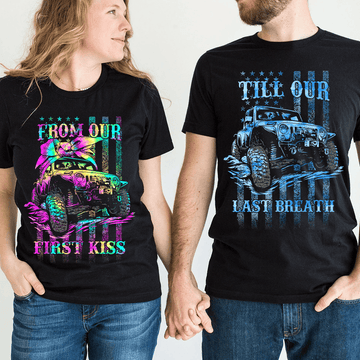 Bikergod Romantic Off Road Matching Outfits From First Kiss to Last Breath Couple Hoodies Tshirt Sweatshirt DH042025TS36