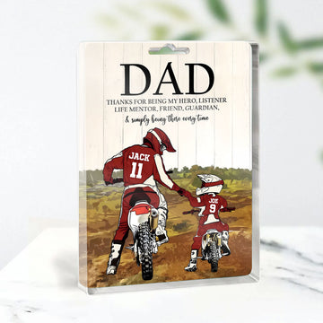 Bikergod Custom Name Biker Dad And Son Acrylic Block Plaque - Gift For Father From Son LN100625AB04