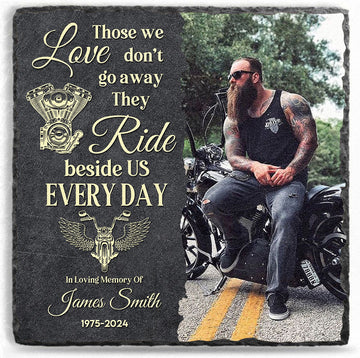 Bikergod Personalized Motorcycle Memorial Stone Ornament, Biker Gift, Sympathy Gift, Custom Biker Photo LN190625ST1