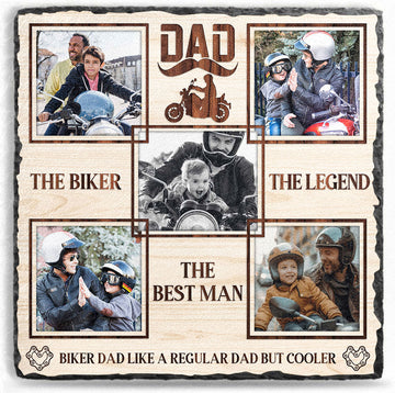 Bikergod Personalized Biker Dad Stone Ornament, The Biker The Legend, Custom Biker Photo LN190625ST2