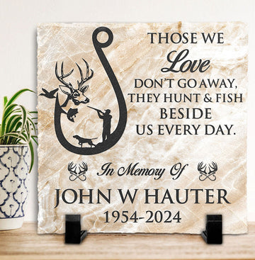 Bikergod Custom Name Hunters Memorial Stone, Those We Love Quote, White Tail Deer Scene Hunting, Memory Stone Gift LN240625ST9