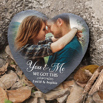 Bikergod Custom Photo You And Me We Got This - Couple Personalized Stone With Stand - Gift For Husband Wife, Anniversary LN240625ST10