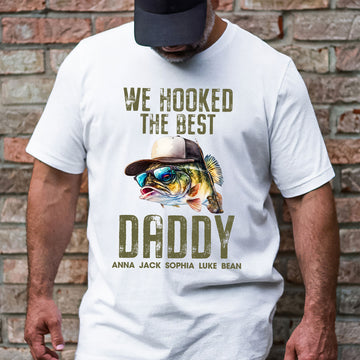 Bikergod We Hooked The Best Daddy T-Shirt 2D, Fishing Dad Shirt, Fisherman Grandpa Papa, Father's Day Gift For Dad LN260625TS7