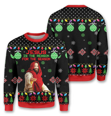 Bikergod Jesus Is A Reason Christmas Ugly Sweater Design 3D Full Printed Sizes S - 5XL - Jesus Xmas- Faith Christmas Sweater 3D TLDH67