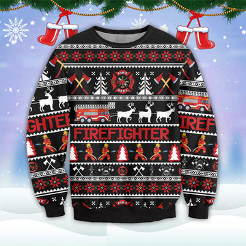 Bikergod Firefighter Christmas Ugly Sweater Design 3D Full Printed Sizes S - 5XL - Gift For Women Men- Firefighter Sweater 3D TLDH84