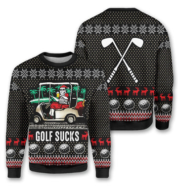 Bikergod Golf Santa Christmas Ugly Sweater Design 3D Full Printed Sizes S - 5XL - Gift For Golf Player - American Xmas Sweater 3D TLDH101