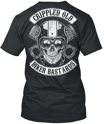 Bikergod Motorcycle Crippeled Old Biker Bast Ard T-shirt, Crew-neck Sweatshirt, Hoodie, Tank Top, V-neck T-shirt Design 2D Full Printed Sizes S - 5XL - NMAO155