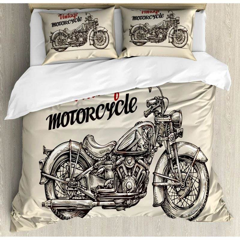 Bikergod Motorcycle Vintage Motorcycle Bedding Set Cover Design 3D - NABT330