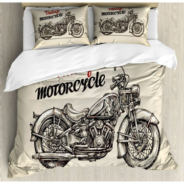 Bikergod Motorcycle Vintage Motorcycle Bedding Set Cover Design 3D - NABT330