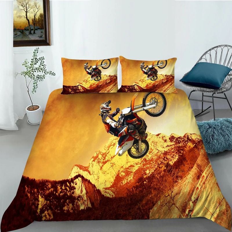 Bikergod Motorcycle And Desert Bedding Set Cover Design 3D - NABT401