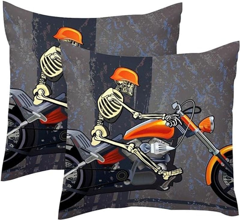 Bikergod Motorcycles Skeleton on Motorbike Pillow Case Design 3D Full Printed NABE276