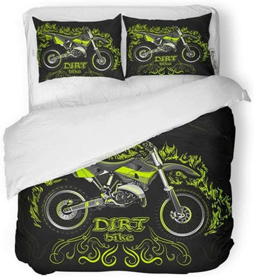 Bikergod Motorcycle Motocross Dirt Bike Bedding Set Cover Design 3D - NABY245