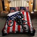 Bikergod Motorcycle American Flag Motocross Bedding Set Cover Design 3D - NABT351