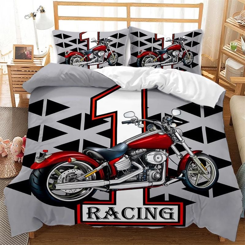 Bikergod Motorcycle Racing Motorcycle Bedding Set Cover Design 3D - NABT342