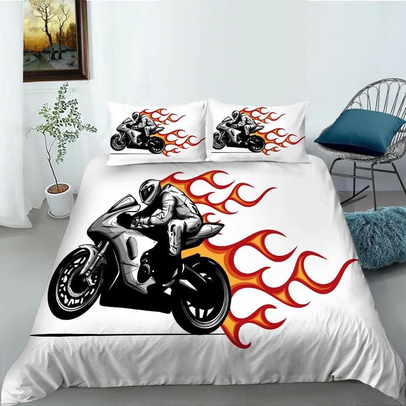 Bikergod Motorcycle Vintage Motocross Bedding Set Cover Design 3D - NABT355