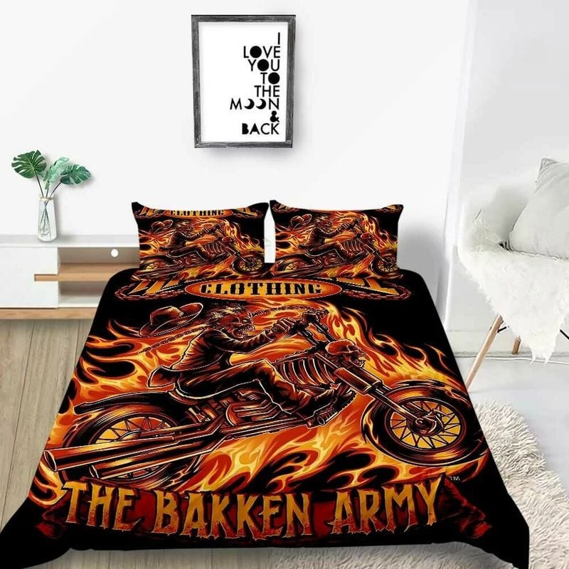 Bikergod Motorcycle Fire Motorcycle Skull Rider Bedding Set Cover Design 3D - NABT405