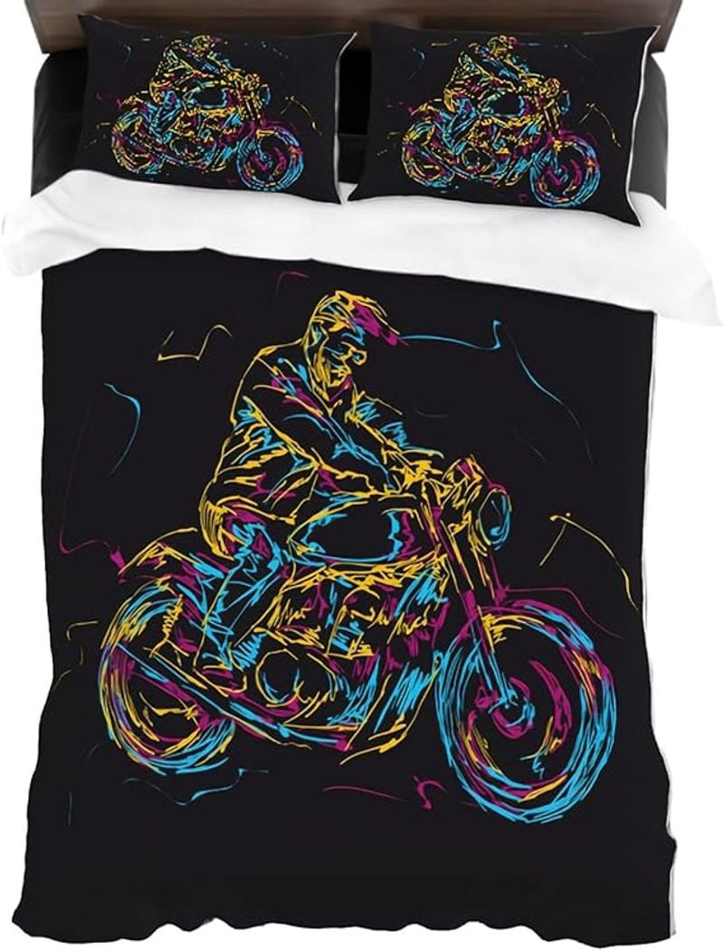 Bikergod Motorcycle Motorbike Bedding Set Cover Design 3D - NABL343