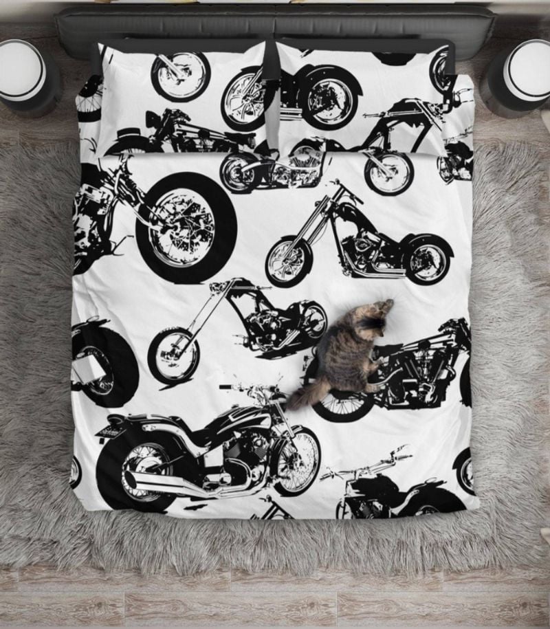 Bikergod Motorcycle Motorbike Bedding Set Cover Design 3D - NABL335