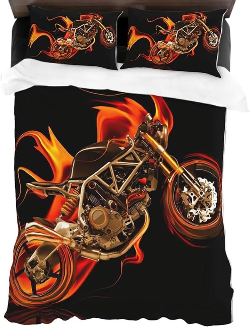Bikergod Motorcycle Motorbike Bedding Set Cover Design 3D - NABL341