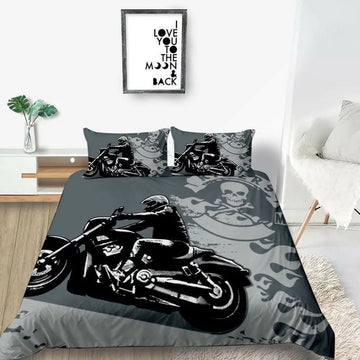 Bikergod Motorcycle Riders Bedding Set Cover Design 3D - NABT372