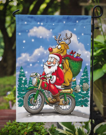 Bikergod Motorcycle Santa Claus Ride Motorcycle Christmas Garden Flag NABE236