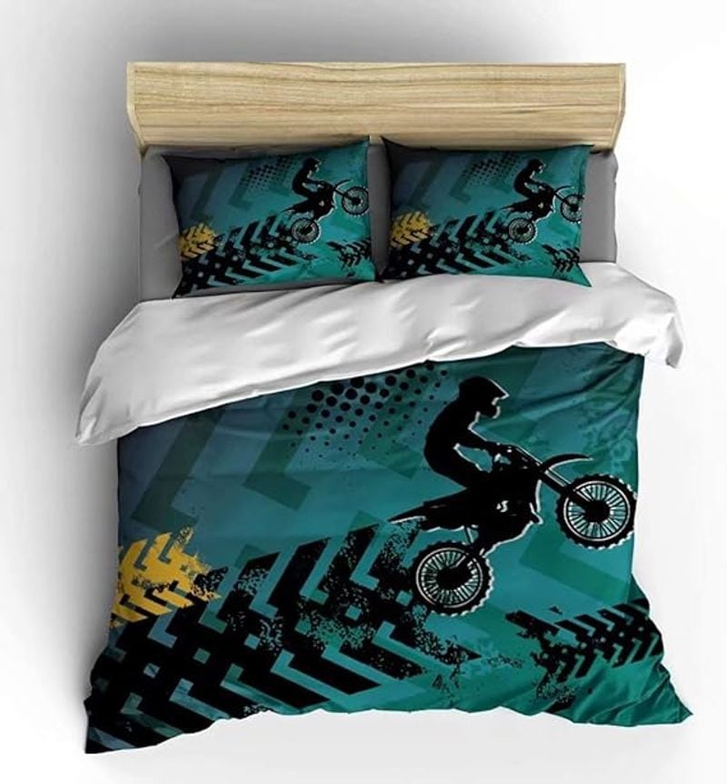 Bikergod Motorcycle Motocross Dirt Bike Bedding Set Cover Design 3D - NABY238