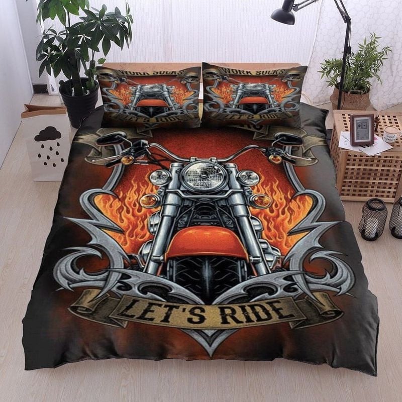 Bikergod Motorcycle Motorbike Let's Ride Bedding Set Cover Design 3D - NABL336