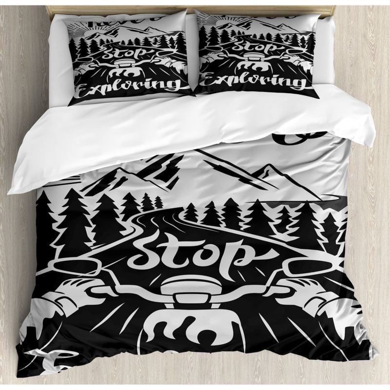 Bikergod Motorcycle Biker Never Stop Exploring Bedding Set Cover Design 3D - NABT368