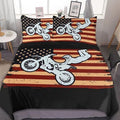 Bikergod Motorcycle Motocross Dirt Bike American Flag Bedding Set Cover Design 3D - NABY243