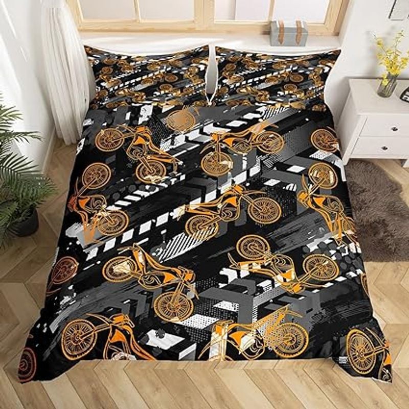 Bikergod Motorcycle Motocross Bedding Set Cover Design 3D - NABT415