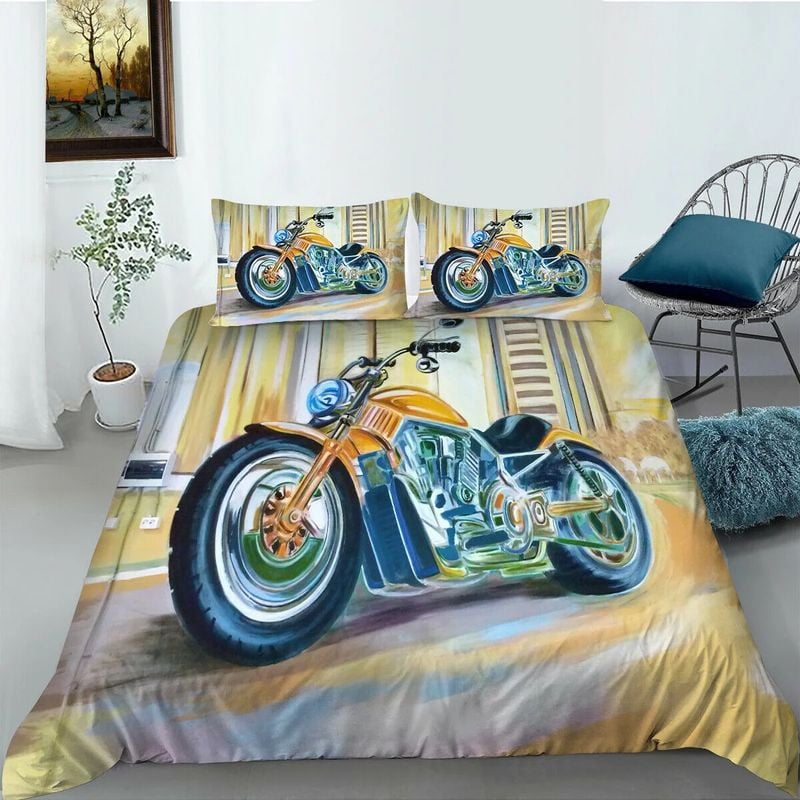 Bikergod Motorcycle Vintage Bedding Set Cover Design 3D - NABT408