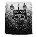 Bikergod Motorcycle FADED SKULL Bedding Set Cover Design 3D - NABE217