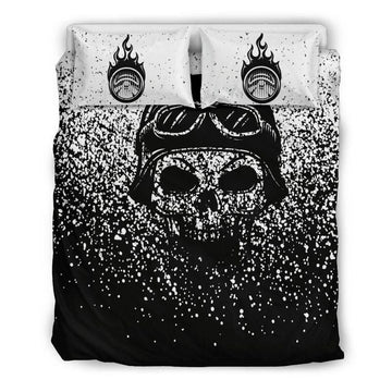 Bikergod Motorcycle FADED SKULL Bedding Set Cover Design 3D - NABE217