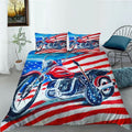 Bikergod Motorcycle American Flag Motorcycle And Guitar Bedding Set Cover Design 3D - NABT394