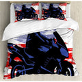 Bikergod Motorcycle Biker US Flag Bedding Set Cover Design 3D - NABT367