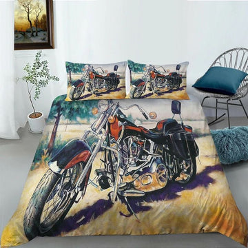 Bikergod Motorcycle Vintage Motorcycle Bedding Set Cover Design 3D - NABT375
