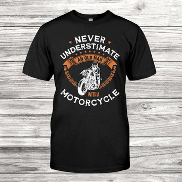 Bikergod Motorcycle Never Underestimate An Old Man With A Motorcycle T-shirt, Crew-neck Sweatshirt, Hoodie, Tank Top, V-neck T-shirt Design 2D Full Printed Sizes S - 5XL - NABY201