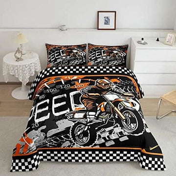 Bikergod Motorcycle Speed Motocross Racing Bedding Set Cover Design 3D - NABT338