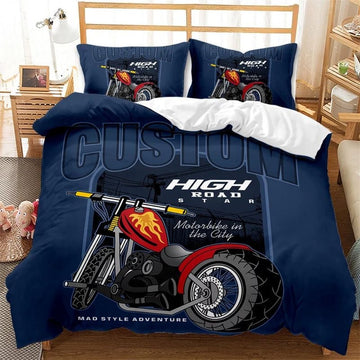 Bikergod Motorcycle Motorbike In The City Bedding Set Cover Design 3D - NABT349