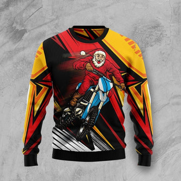 Bikergod Motorcycle Santa Riding Motocross Christmas Ugly Sweater Design 3D Full Printed Sizes S - 5XL - NABL302