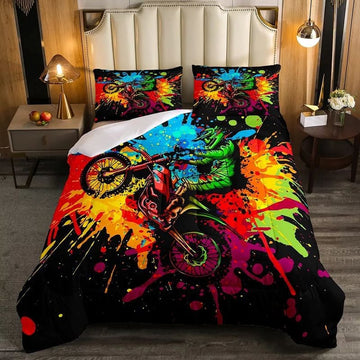 Bikergod Motorcycle Motocross Colorful Bedding Set Cover Design 3D - NABT352