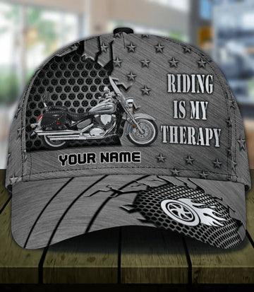 Bikergod Motorcycle Riding Is My Therapy Custom Name Classic Cap NABJ170