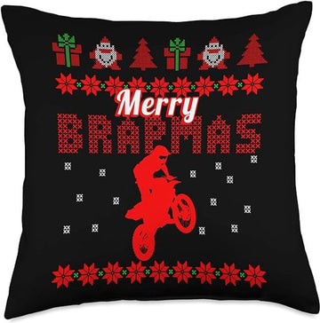 Bikergod Motorcycles Xmas Biker Motocross Merry Brapmas Pillow Case Design 3D Full Printed NABE273